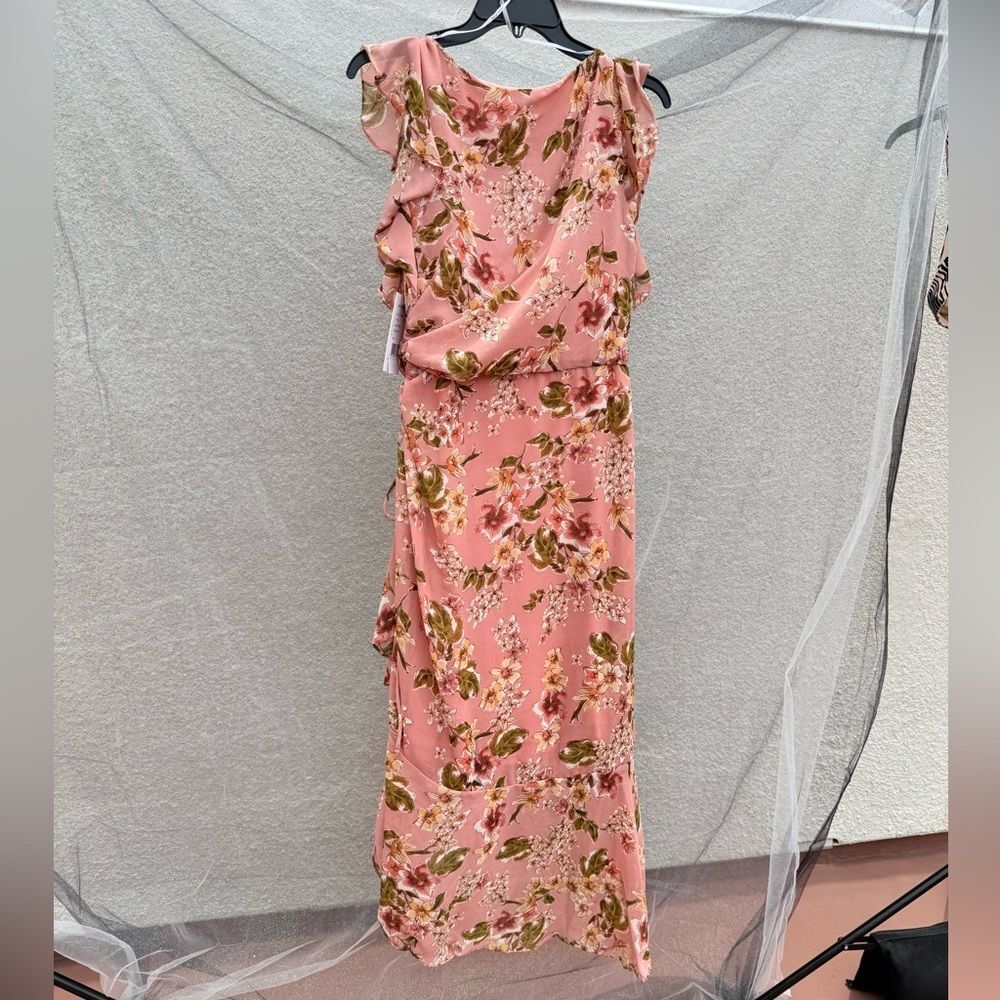 Julia Jordan Floral Ruffle Dress in Pink and Green - Picture 5 of 7